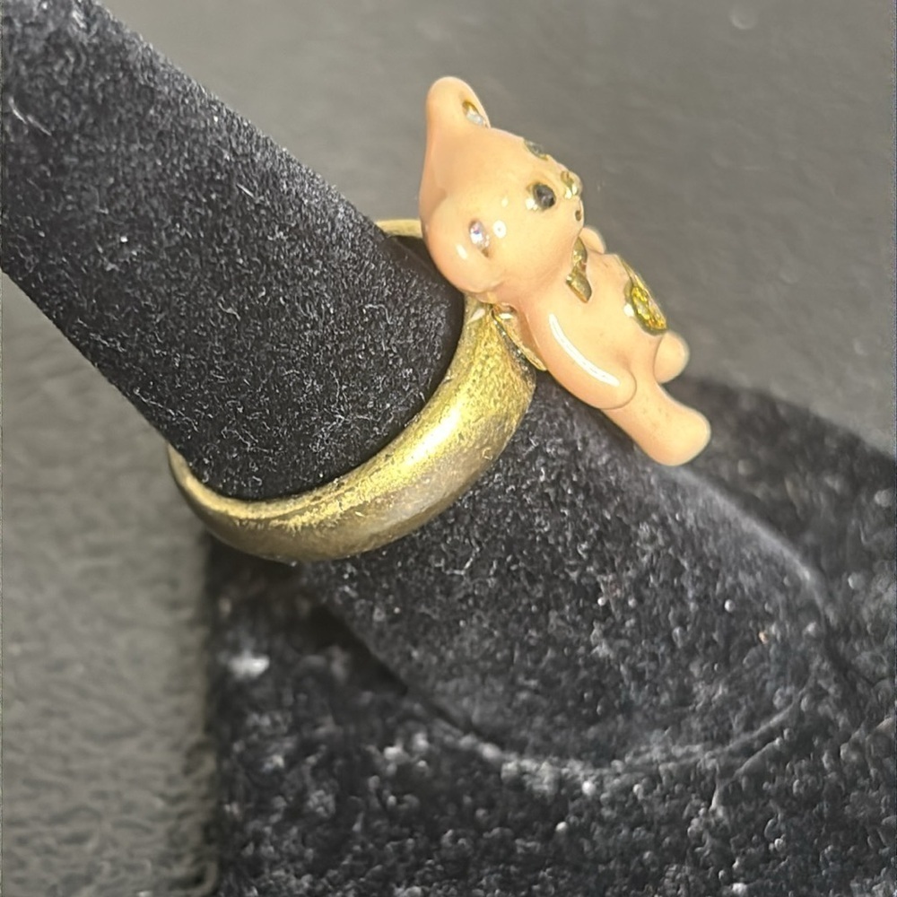 Vintage Betsey Johnson Pink Bear Ring Extremely Rare Enamel Size 7 - Picture 4 of 6